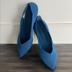 Rothy's Pointed Knit Slip-On Flats in Blue